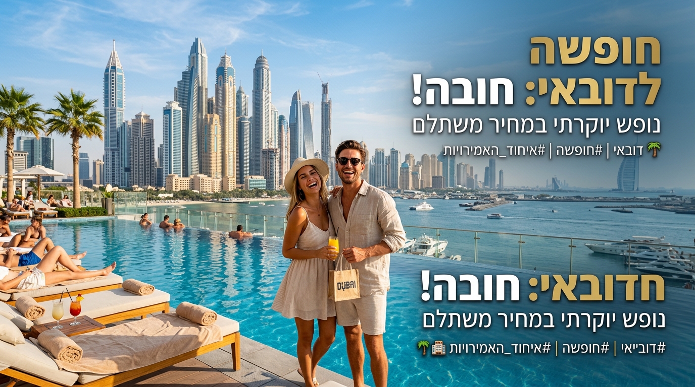 Illustration of חופשה לדובאי: חובה! נופש יוקרתי במחיר משתלם